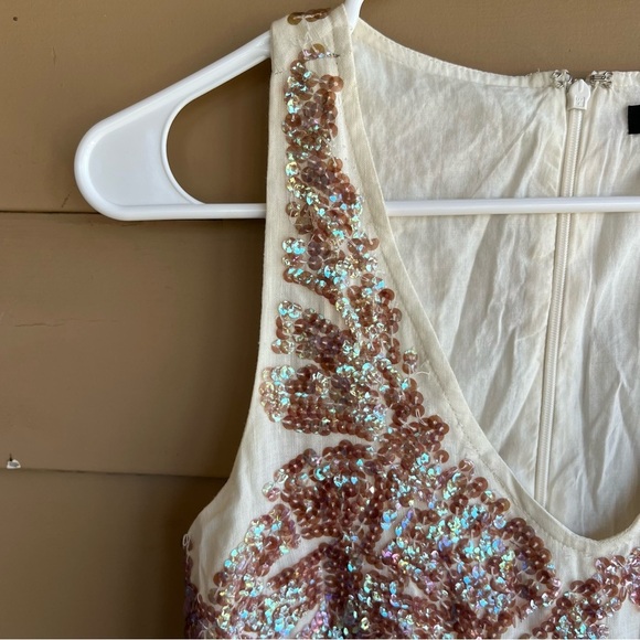 J. Crew Cream Linen/Cotton Dress with Iridescent Sequins. Size 2 - Picture 4 of 8